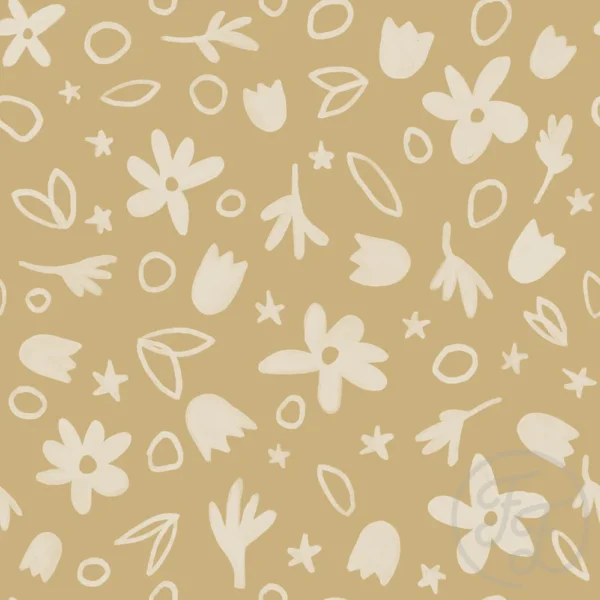 Tropical Flowers Pale Khaki