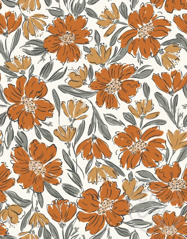 Fallen Blooms Cream Orange Small