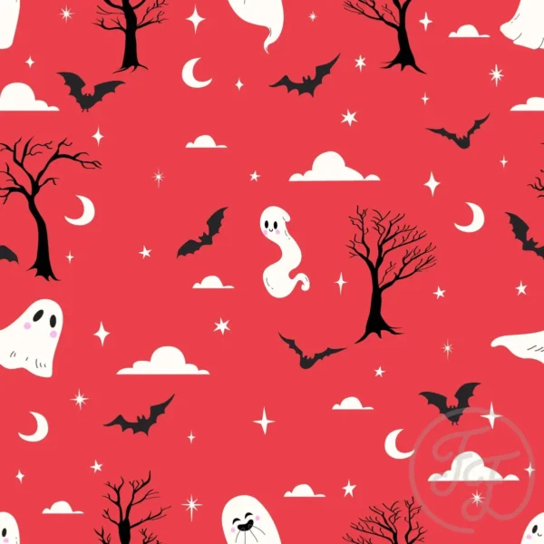 Bats & Ghosts in Pale Red