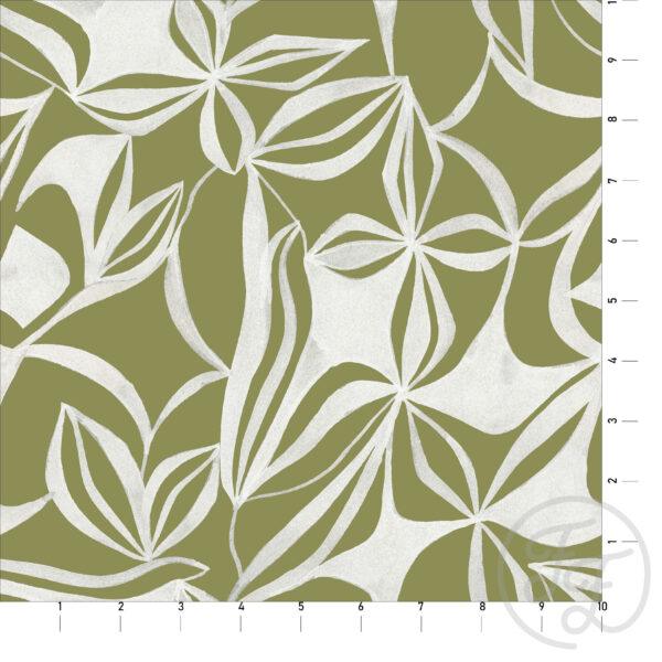 White Color Abstract Shape on Olive Green