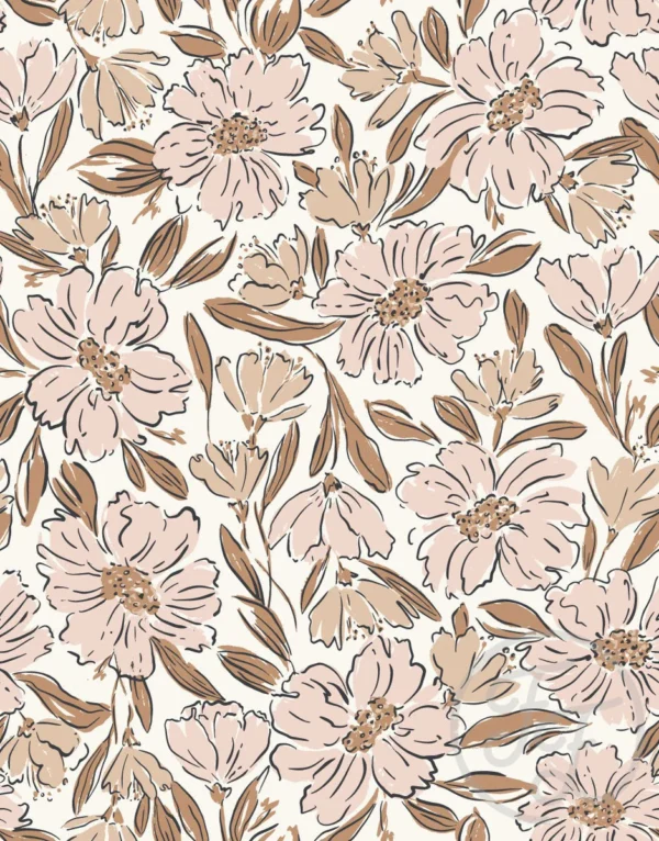 Fallen Blooms Peach Pink Tan Small