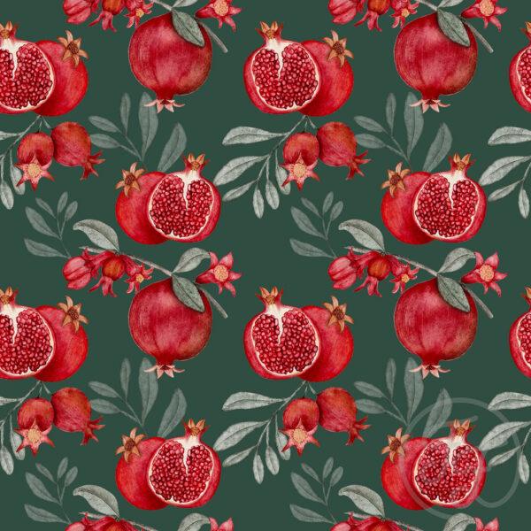 Pomegranates Dark Green