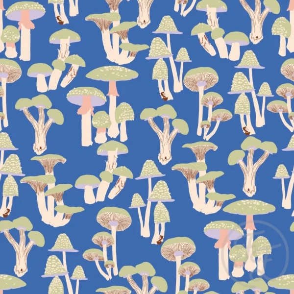 Poison mushrooms in flat blue