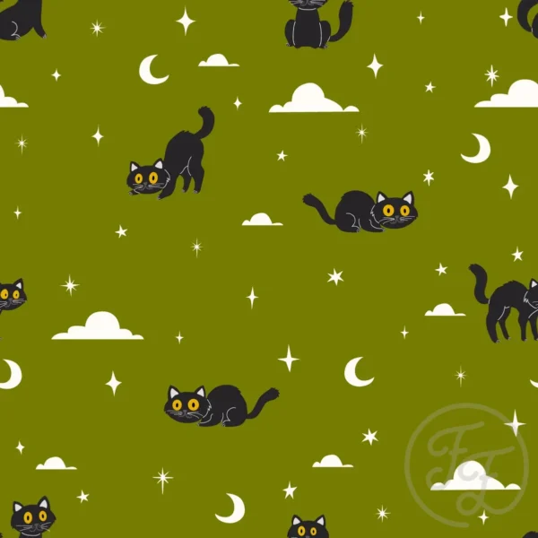 Black Cats in Swamp Green