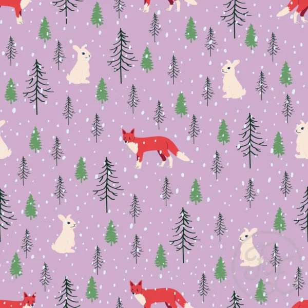 Fox & rabbit in magenta