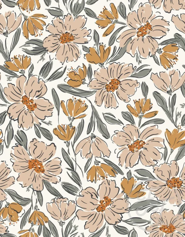 Fallen Blooms Ivory Cream Yellow Small