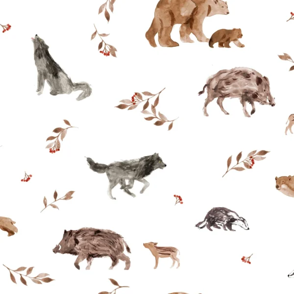 Forest Animals Off White