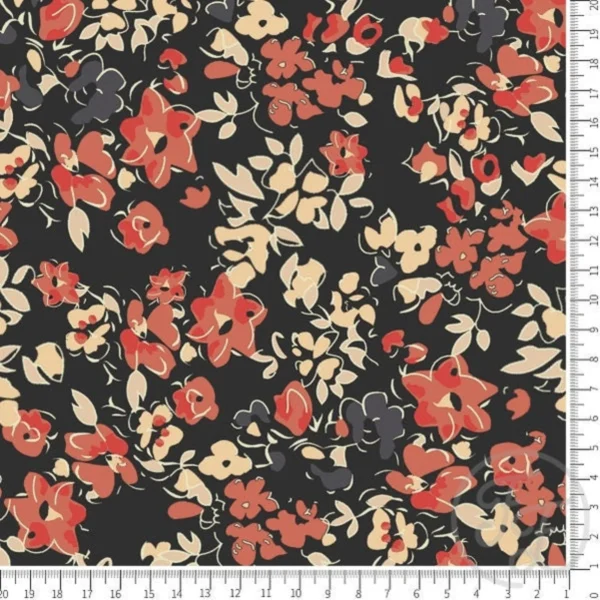 Floral vermilion in wooden brown