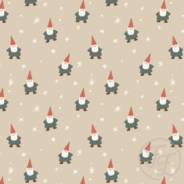 Christmas Gnome and Stars Small Beige