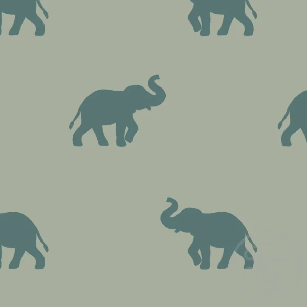 Elephant Silhouette Blue Green