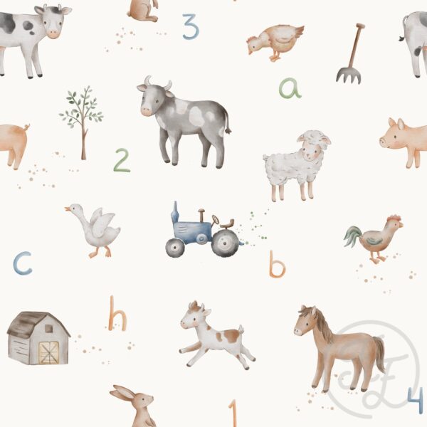 ABC Farm Animals Offwhite