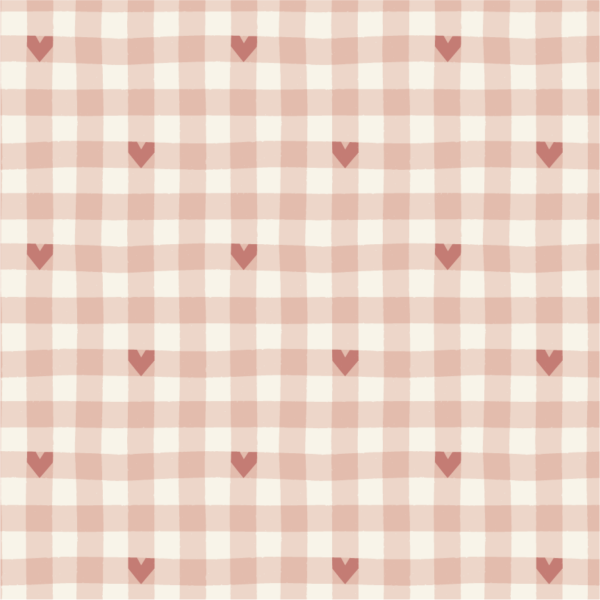 Mini Gingham Check Pink with Hearts