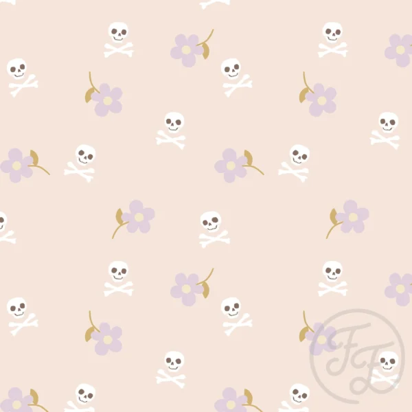 Skull and Bones Flower Peach Small