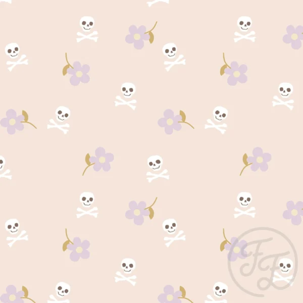 Skull and Bones Flower Peach Small
