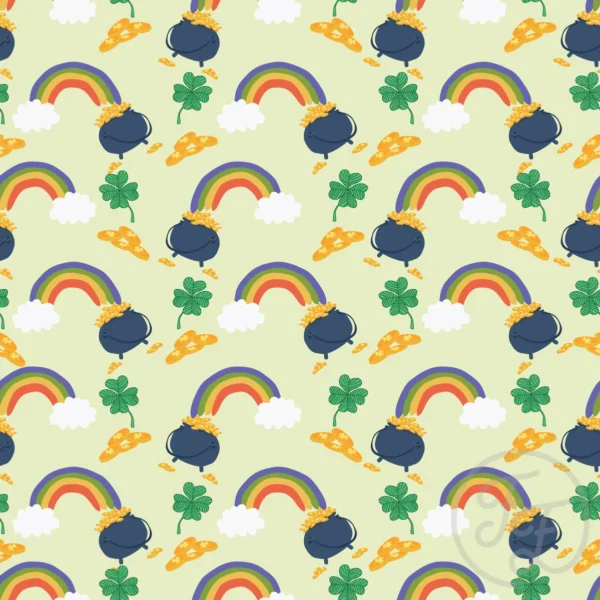 St Patrick day Pot of Gold Rainbow in Mint Jewel