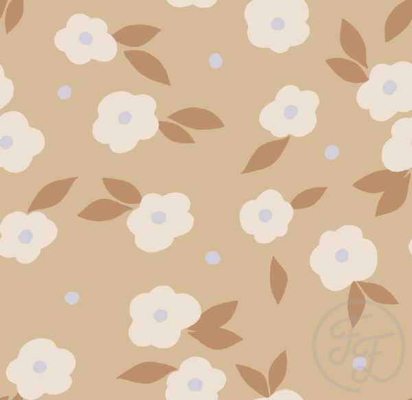 Flowers and Dots Warm Taupe