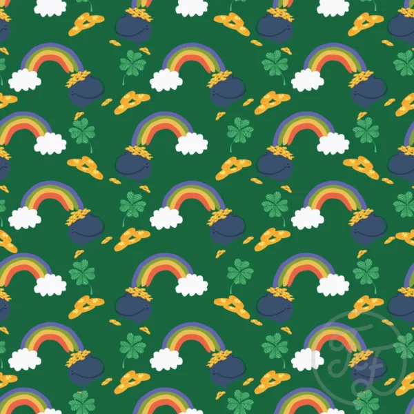 St Patrick day pot of gold rainbow in jewel
