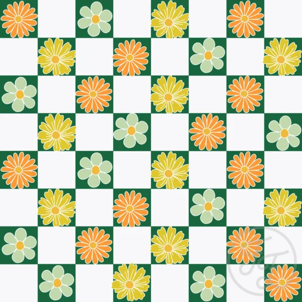 Checkerboard with floral in Jewel