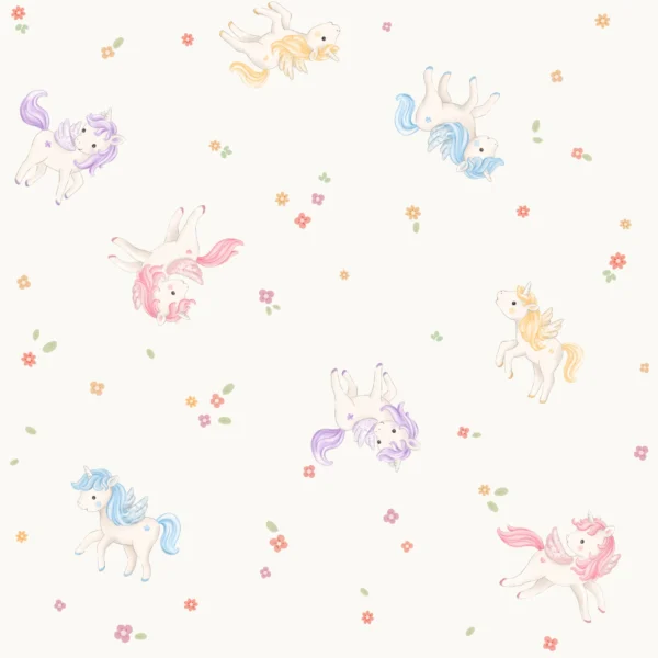 Colorful Unicorns Offwhite Small