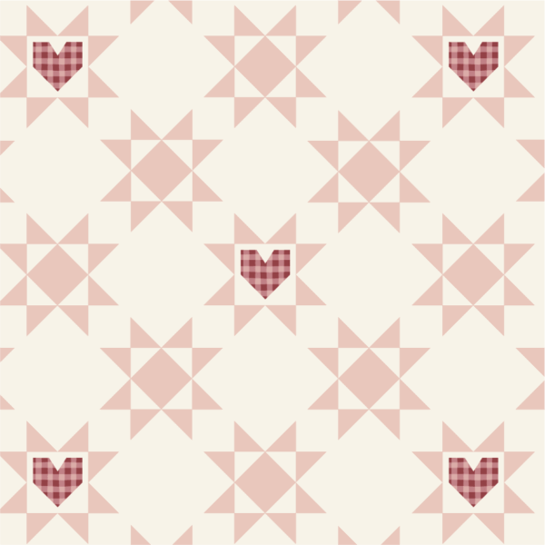 Quilted Star and Valentine Hearts Blanket Pink
