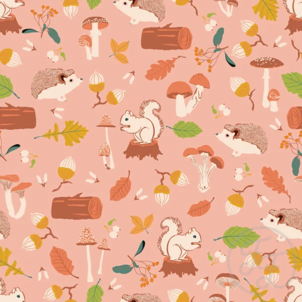 Hedgehogs, Squirrels, Acorn in Lilac