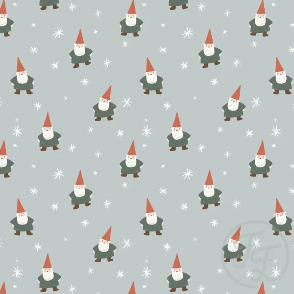Christmas Gnome and Stars Small Blue
