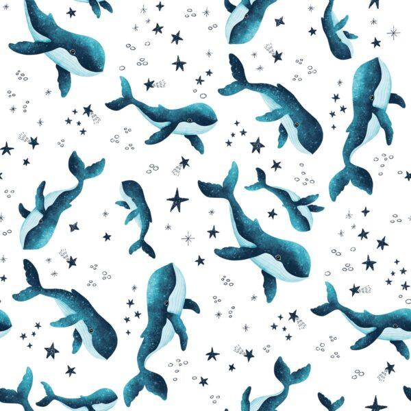 Whales Stars Blue Mini