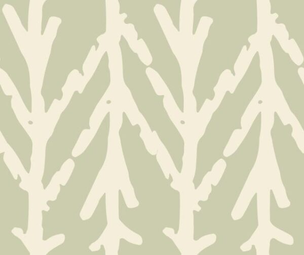 Abstract Trees Green and Cream