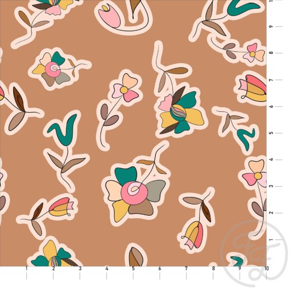Vector Floral in Buff Ground
