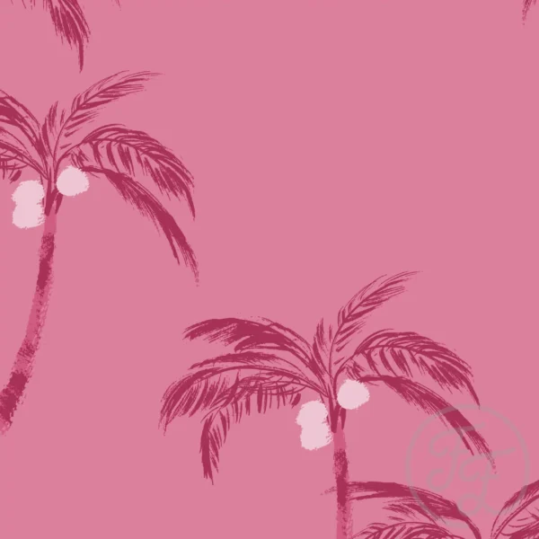 Palm Trees and Coconuts dark Pink