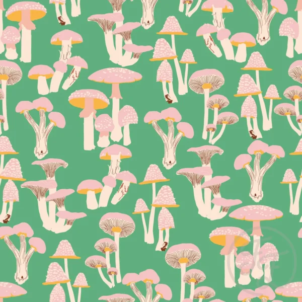 Poison mushrooms in dusty green