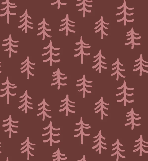 Simple Minimalistic Trees Pink on Burgundy