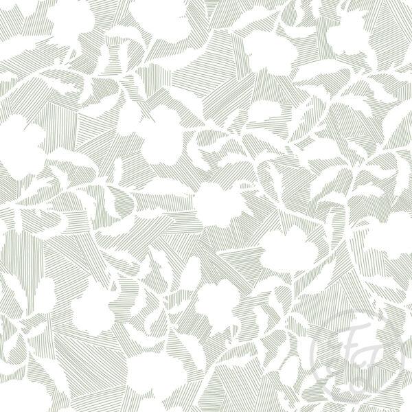 Hidden Flowers in Green on White
