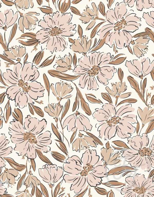 Fallen Blooms Peach Pink Tan