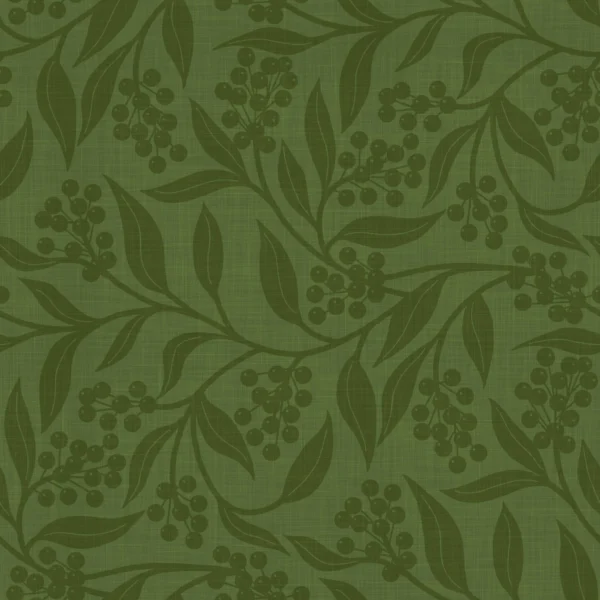 Christmas Foliage and Berries Dark Green on Green