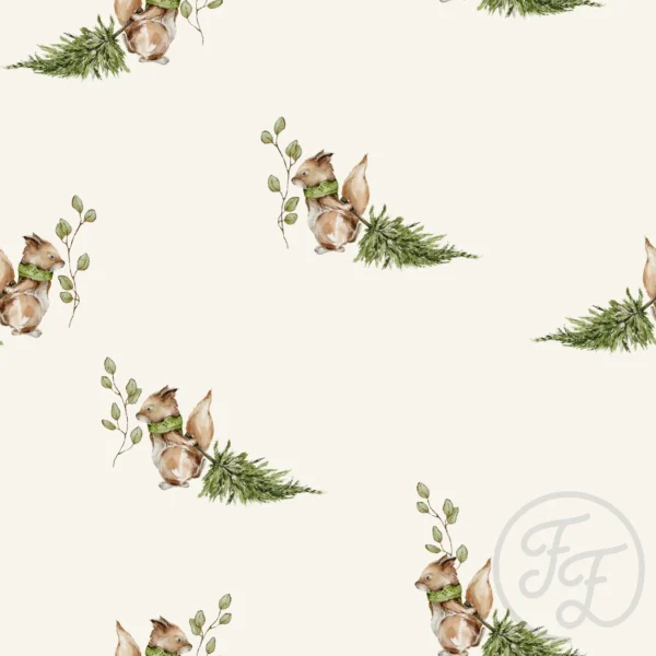 Squirrel with trees Offwhite