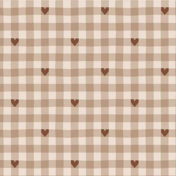 Mini Gingham Check Brown with Hearts