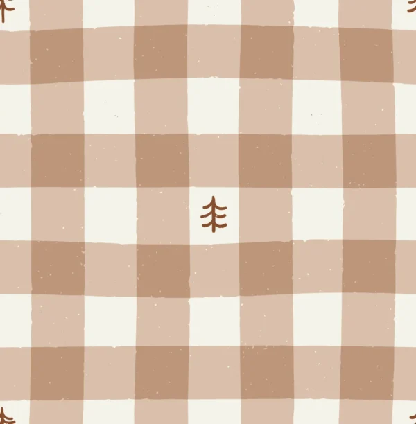 Fall Gingham With Trees Brown Medium