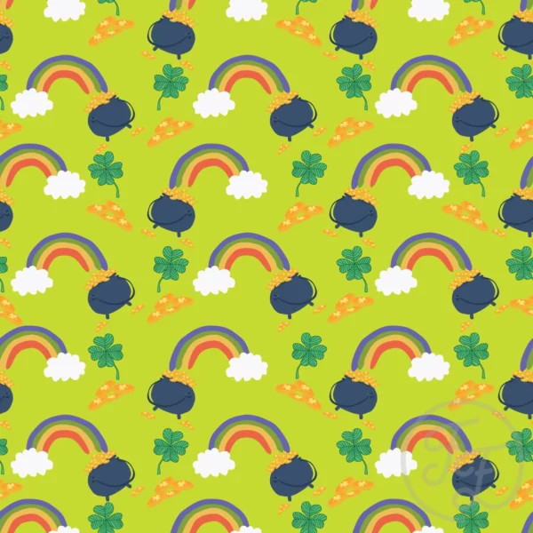 St Patrick Day Pot of Gold Rainbow in Pear