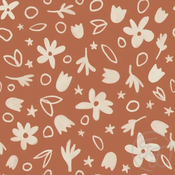 Tropical Flowers Orange Rust