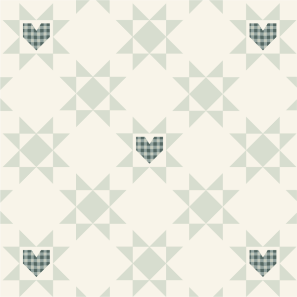 Quilted Star and Valentine Hearts Blanket Blue