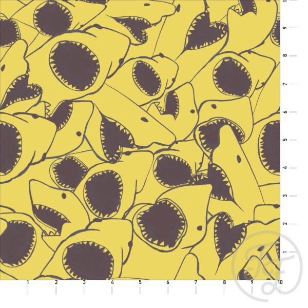 Quirky Sharks on Yellow