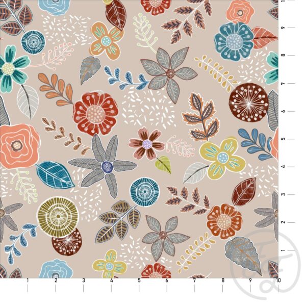 Handpainted Flora in Light Brown