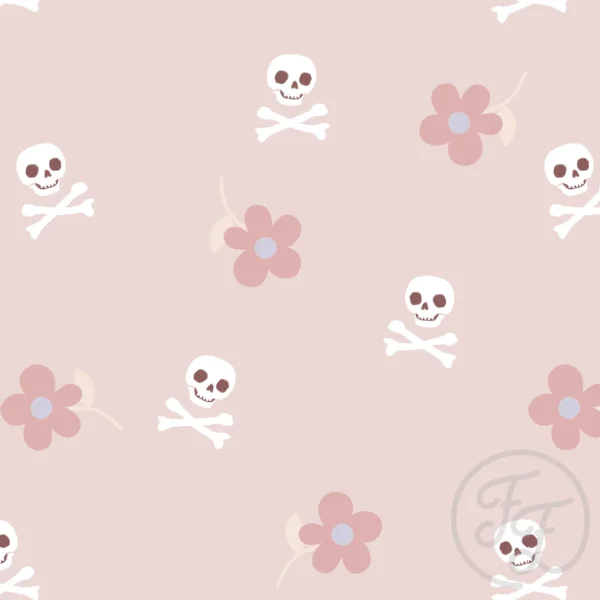 Skull and Bones Flower Pink Big