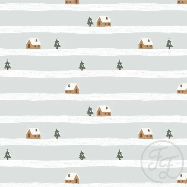 House in the Snow Stripe Blue
