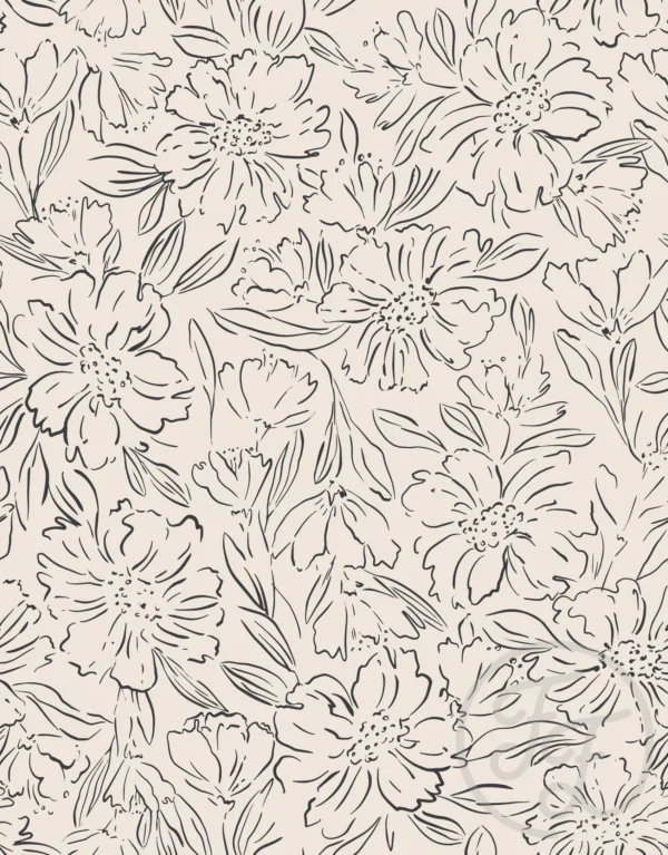 Fallen Blooms Outline Bone Tan