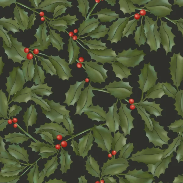 Branches of Holly In Black