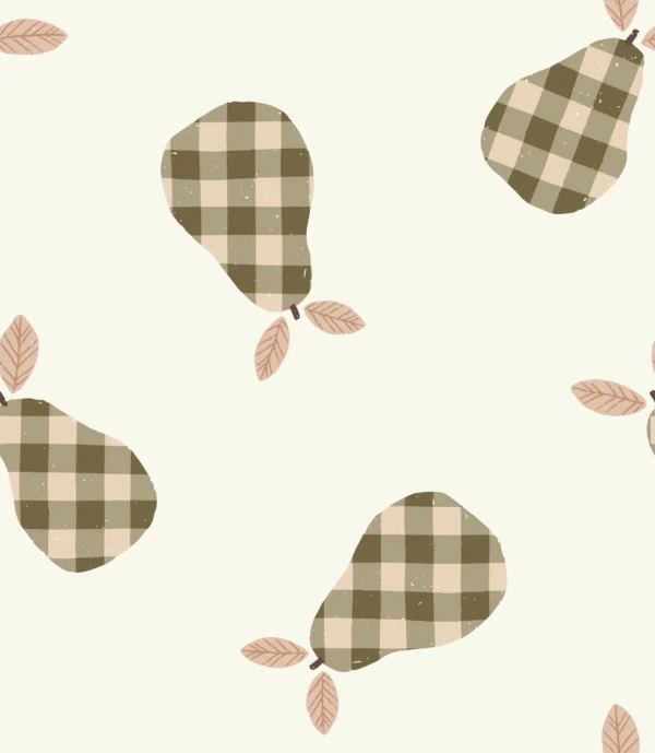 Gingham Pears Brown Large