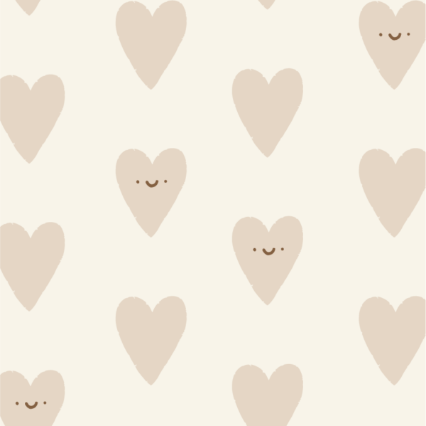 Happy Valentine Hearts Neutral Brown on Cream