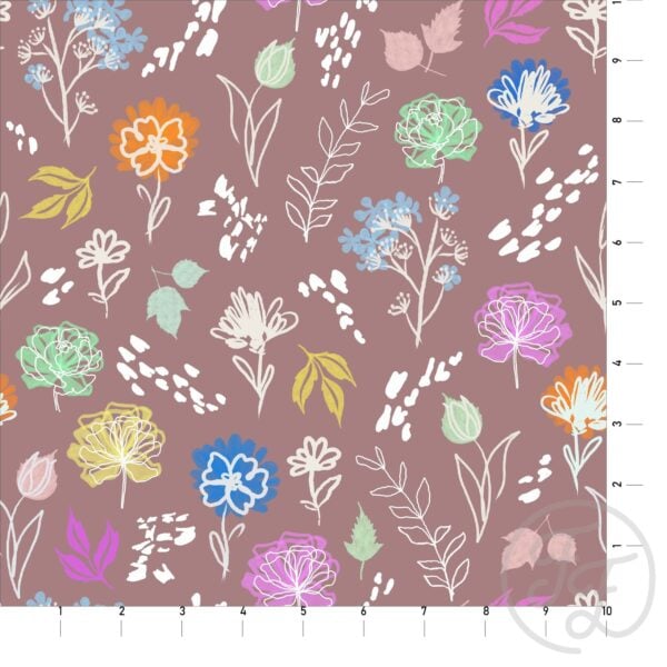 Skecthy Wild Garden in Dusky Pink
